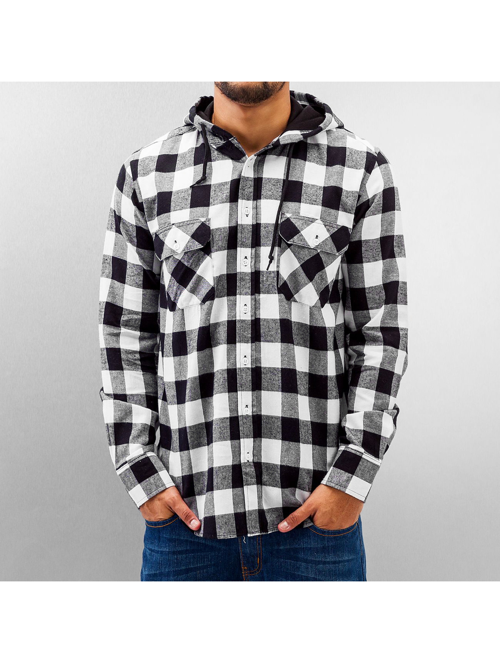 Urban Classics bovenstuk / overhemd Hooded Checked Flanell in zwart