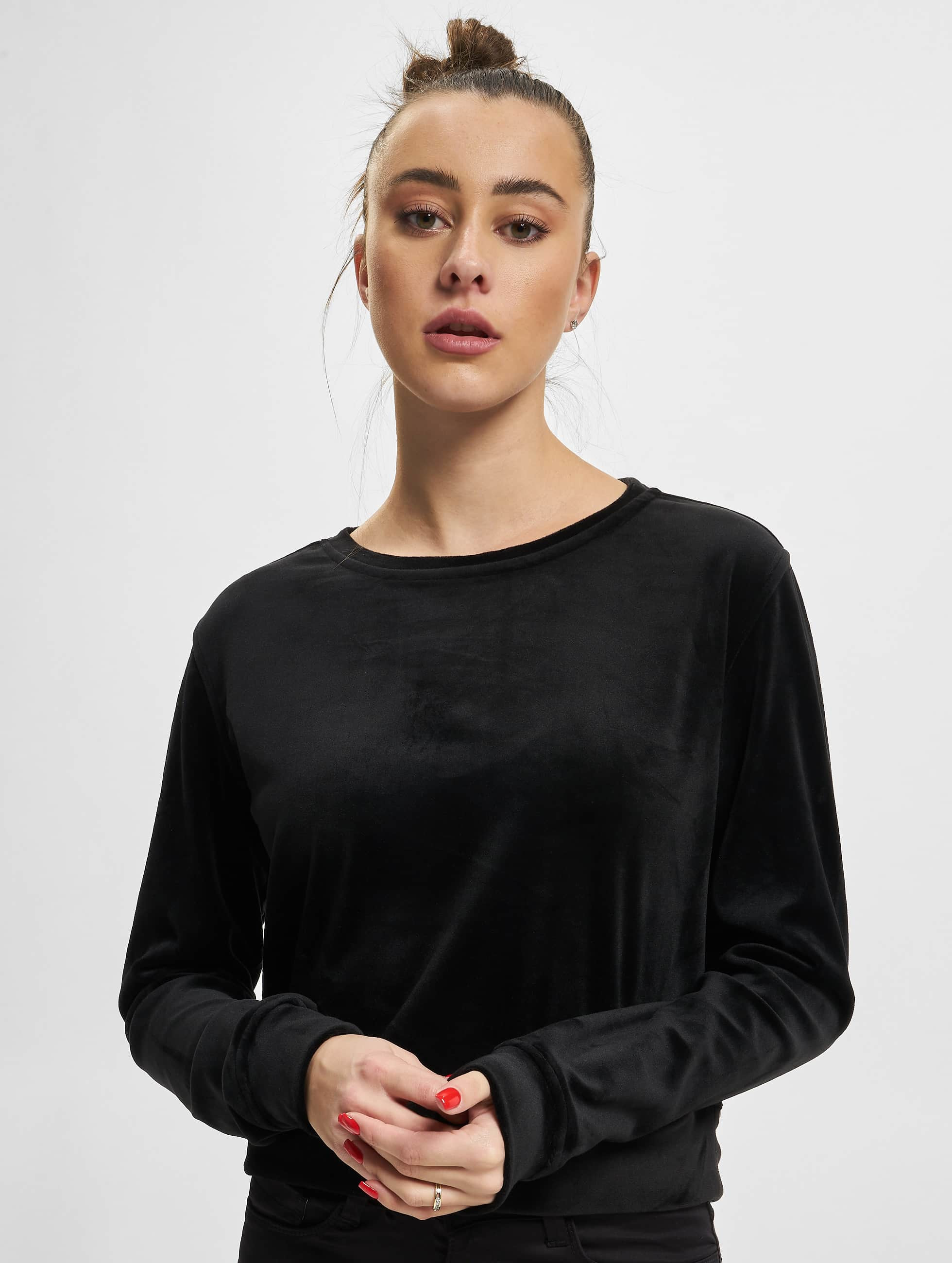 Urban Classics Haut / Pullover Ladies Short Velvet en noir