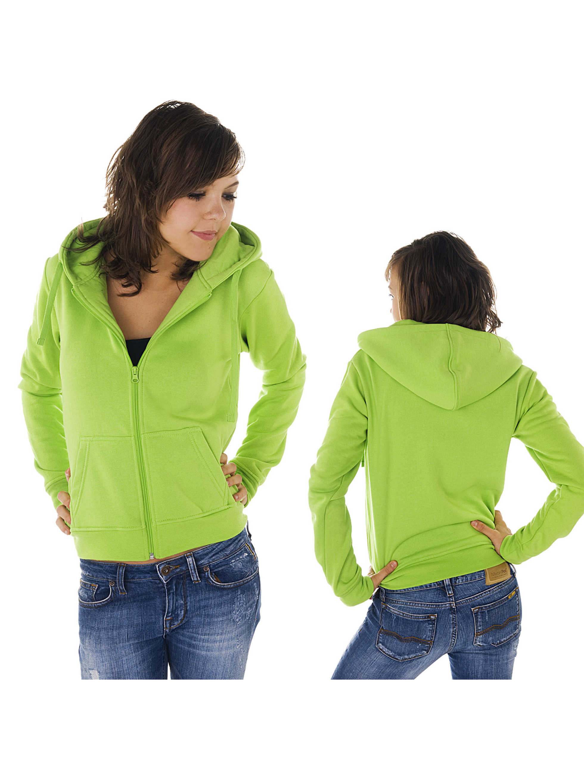 Urban Classics Haut / Sweat à capuche zippé Ladies en vert