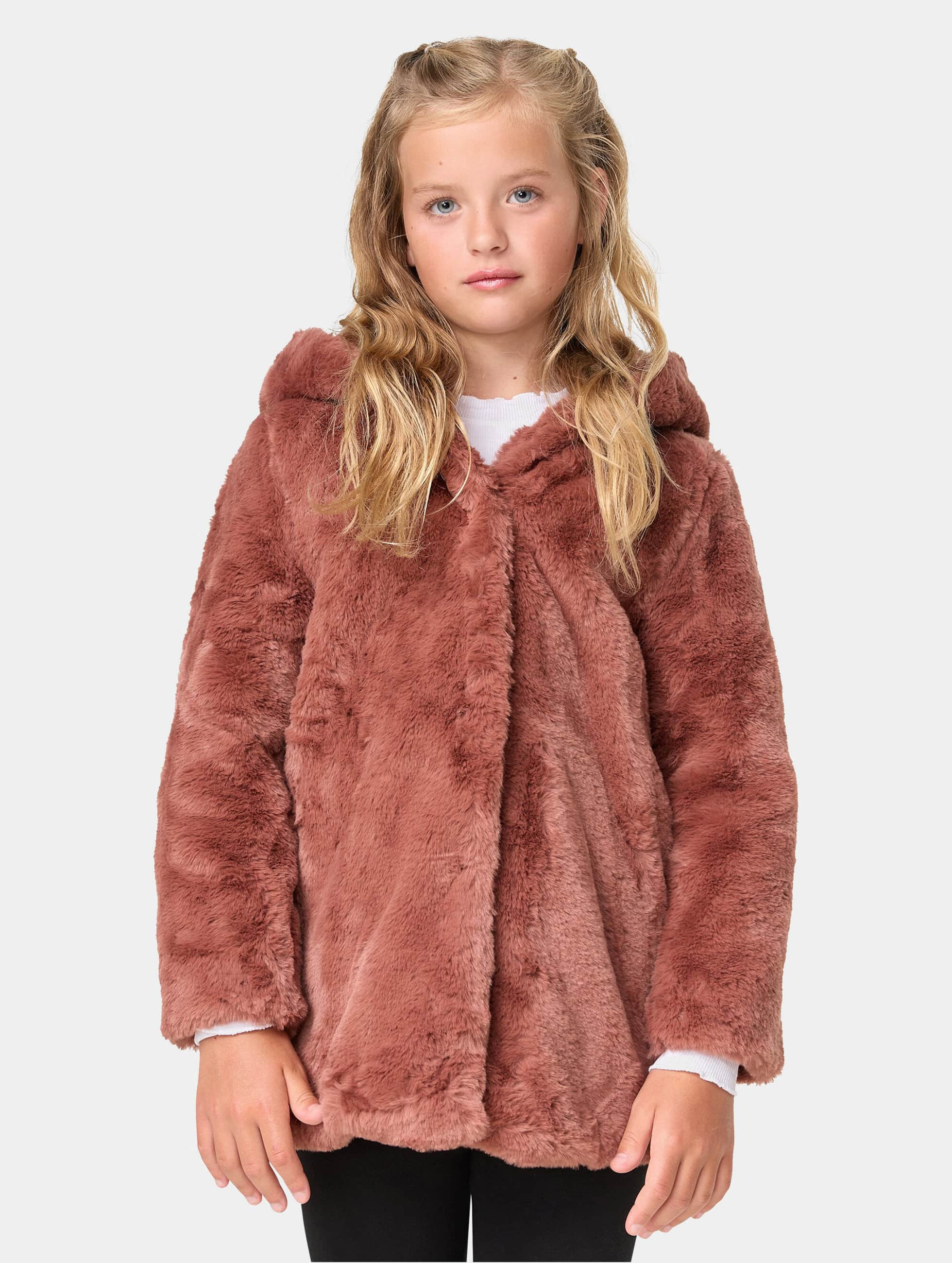 Afdaling grind Riskant Urban Classics jas / winterjas Girls Hooded Teddy Coat in bruin 958075