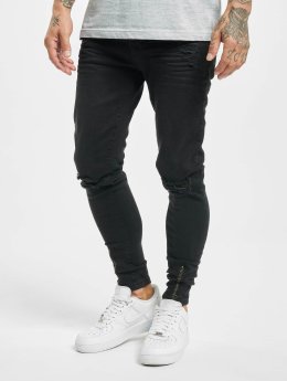  Keanu Leg Bottom Zip Slim Fit Jeans Black Rinsed