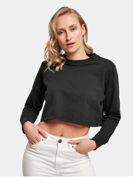 Build Your Brand Pullover Terry Cropped Crew schwarz