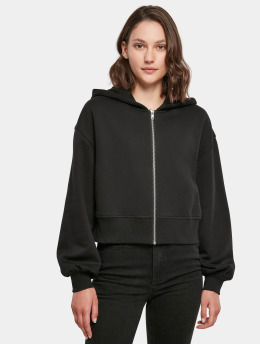 Build Your Brand Zip Hoodie Short Oversized èierna