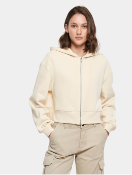 Build Your Brand Zip Hoodie Short Oversized  béžová