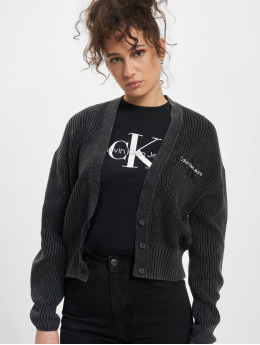 Calvin Klein Swetry rozpinane Washed Monologo czarny
