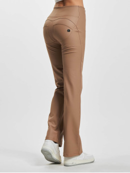 Freddy Bootcut WRUP Vegan Leather Damen Push Up High Waist Cropped Wide Leg  braun
