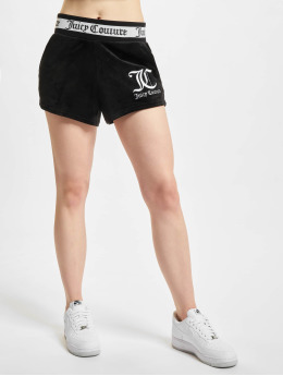 Juicy Couture Szorty Velour Stripe Short With Rib Waistband czarny
