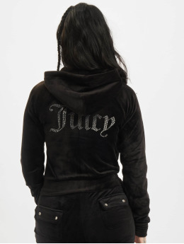 Juicy Couture Zip Hoodie Velour czarny