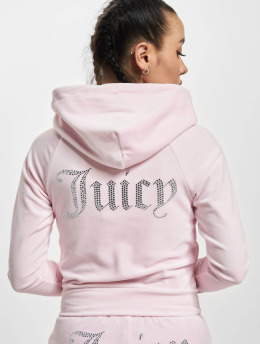 Juicy Couture Zip Hoodie Madison Classic Velour Juicy Logo rosa