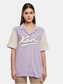 Karl Kani Hemd Varsity Block Baseball violet