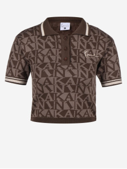 Karl Kani Poloshirt Chest Signature Logo Knit  brown