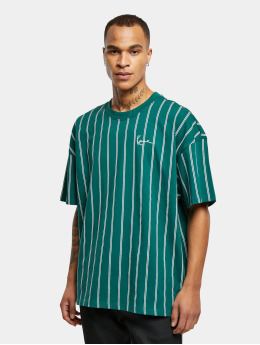 Karl Kani T-skjorter Chest Signature Boxy Heavy Jersey Pinstripe grøn