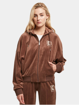 Karl Kani Zip Hoodie Chest OG Velvet hnedá