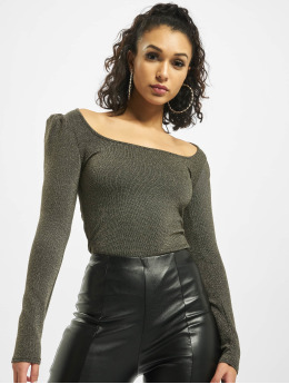 Missguided Body Glitter Square Neck Long Sleeve  zloty
