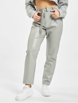 Missguided Chino Faux Leather Belted Cigarette grau