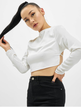 Missguided Longsleeves Open Back Crop bialy