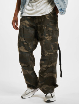 MJ Gonzales Spodnie Chino/Cargo Wide Camouflage oliwkowy