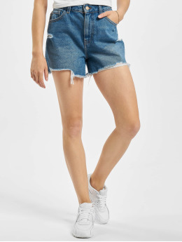 Pieces Short pcAva Mid Waist Destroy bleu