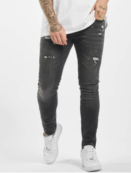 Project X Paris Slim Fit Jeans Worn Effecr svart