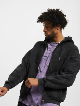 Sean John Zip Hoodie Script Logo Backprint Washed Out  svart