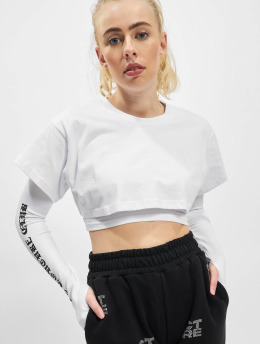 The Couture Club Top Layered Gothic Print Crop white