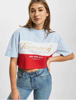 Tommy Jeans t-shirt Oversized Crop Archive Logo blauw