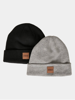 Urban Classics Beanie Logopatch Kids 2-Pack svart
