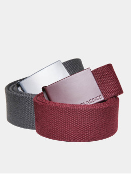 Urban Classics Belt Colored Buckle Canvas 2-Pack red