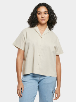 Urban Classics Blúzky/Tuniky Ladies Linen Mixed Resort  kaki