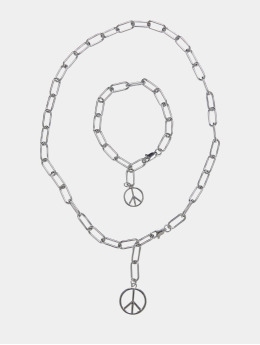 Urban Classics Bracelet Y Chain Peace Pendant  silver colored