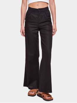 Urban Classics Cargo Nohavice Ladies High Linen Mixed Wide Leg  èierna