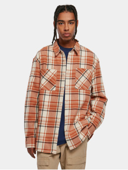 Urban Classics Chemise Long Oversized Checked Leaves beige