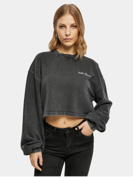 Urban Classics Gensre Ladies Cropped Small Embroidery Terry Crewneck svart