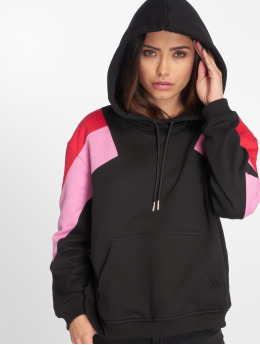   Oversize 3-Tone Block Hoody Black/Fire Red/Cool Pink