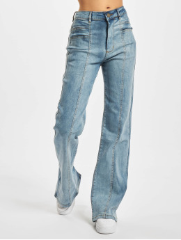 Urban Classics Jean taille haute Ladies Straight Slim Denim bleu