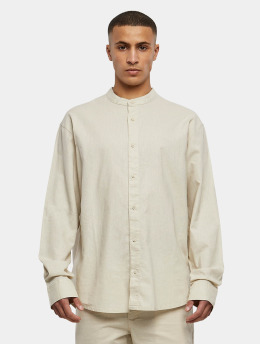Urban Classics Koszule Cotton Linen Stand Up Collar  khaki