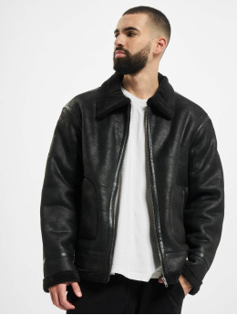 Urban Classics Leather Jacket Shearling  black