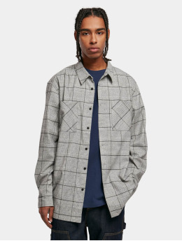 Urban Classics overhemd Long Oversized Checked Greyish grijs