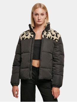 Urban Classics Puffer Jacket Ladies Aop Sherpa Mixed  schwarz