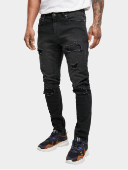 Urban Classics Slim Fit Jeans Heavy Destroyed èierna