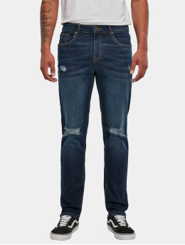 Urban Classics Slim Fit Jeans Distressed Strech Denim blå