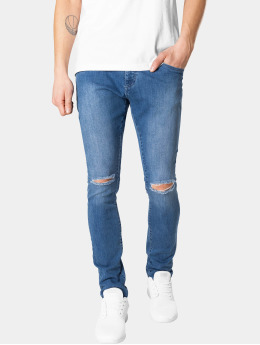 Urban Classics Slim Fit Jeans Knee Cut Slim Fit blau
