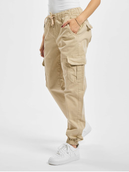 Urban Classics Spodnie Chino/Cargo Ladies High Waist Cargo Jogging bezowy