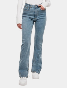 Urban Classics Straight Fit Jeans Ladies Highwaist Straight Slit Denim blau