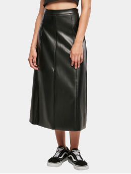 Urban Classics Sukně Ladies Synthetic Leather Midi čern