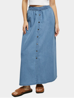 Urban Classics Sukně Ladies Long Wide Light Denim modrý