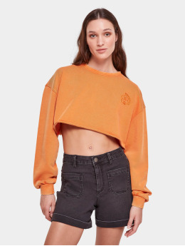 Urban Classics Sweat & Pull Ladies Cropped Flower Embroidery Terry orange