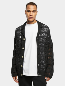 Urban Classics Swetry rozpinane Crocheted  czarny