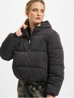 Urban Classics winterjas Ladies Puffer Pull Over zwart