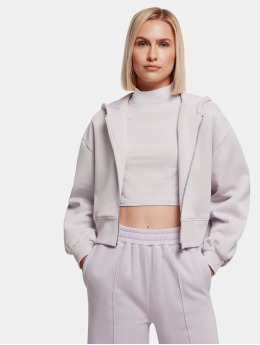 Urban Classics Zip Hoodie Ladies Short Oversized fialová